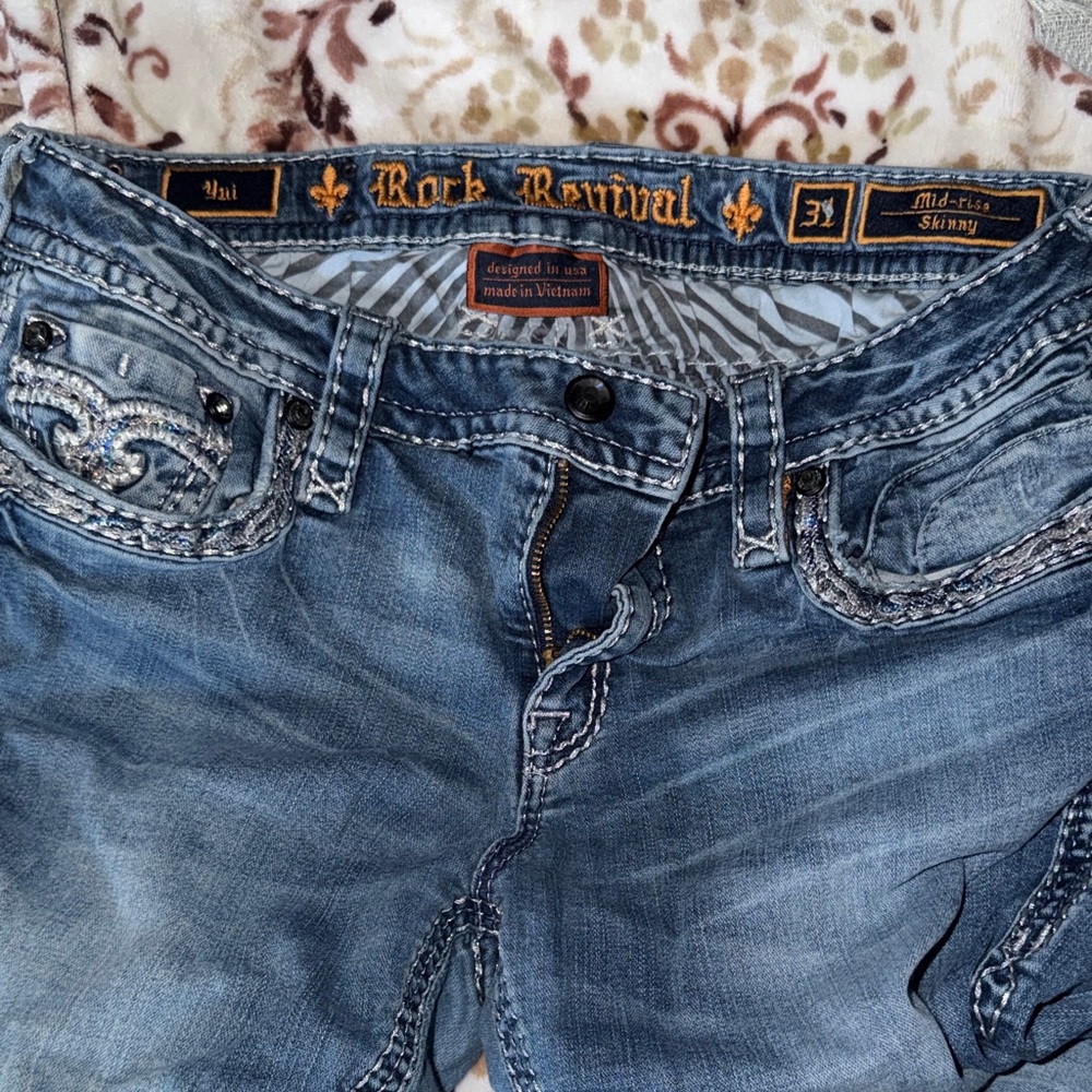 Rock Revival Distressed Blue Skinny Jeans